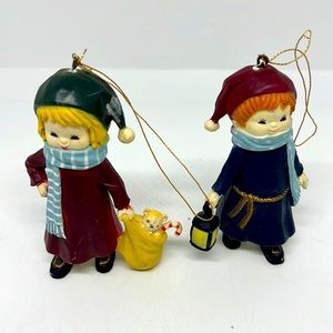 Vintage Boy and Girl Ornaments. Wangs 1988